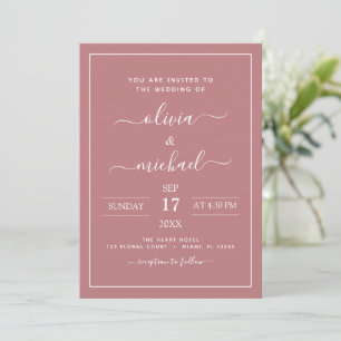 Convite Dusty Rosa Pink Weding Modern Typografia Convitati