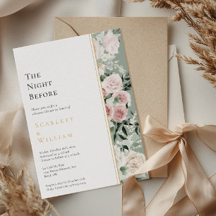 Convite Dusty Rosa Sage Modern Weding Na Noite Anterior
