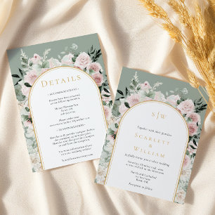 Convite Dusty Rosa Sage Monograma Simples Tudo Em Um Casam