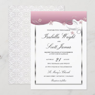 Convite Dusty Rosa Swirl Floral Wedding Design