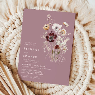 Convite Dusty Rosa Wildflower Wedding