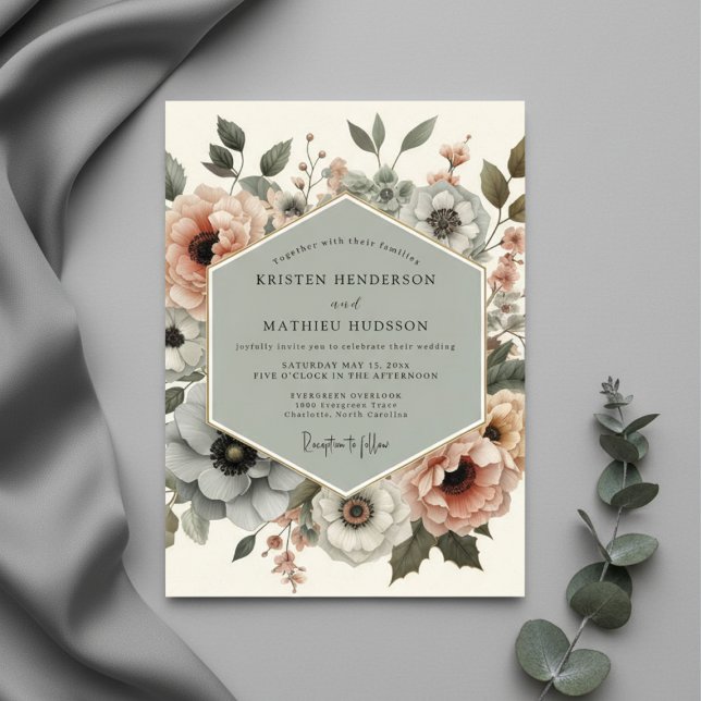 Convite Dusty Rose Botanical Elegance Wedding (Criador carregado)