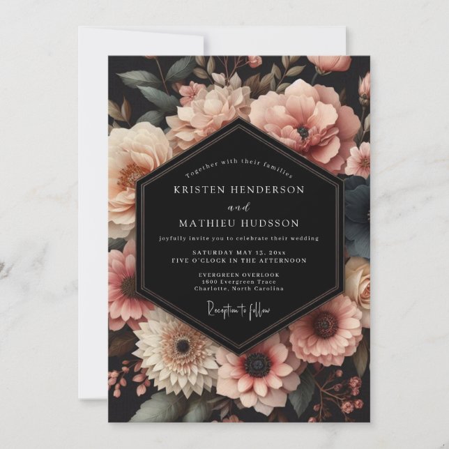 Convite Dusty Rose Botanical Romance Wedding (Frente)
