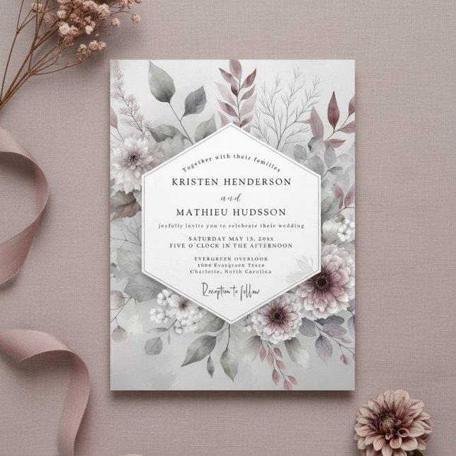 Convite Dusty Rose Botanical Whimsical Wedding (Criador carregado)