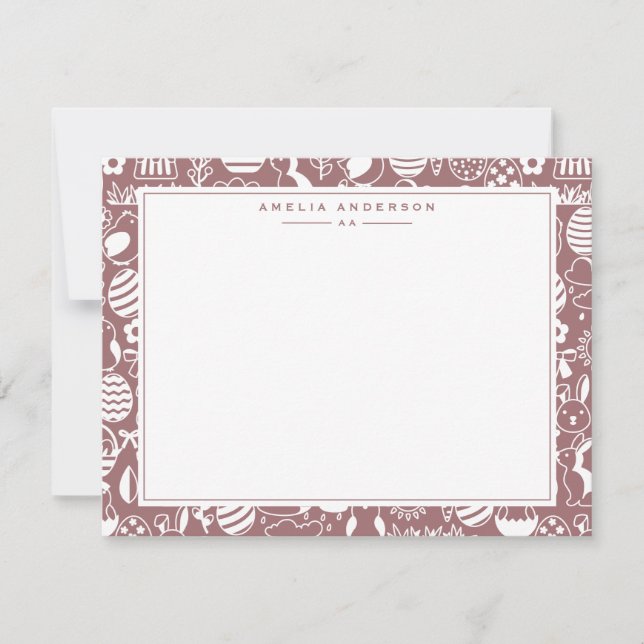 Convite Dusty Rose Easter Egg Frame Note Card (Frente)