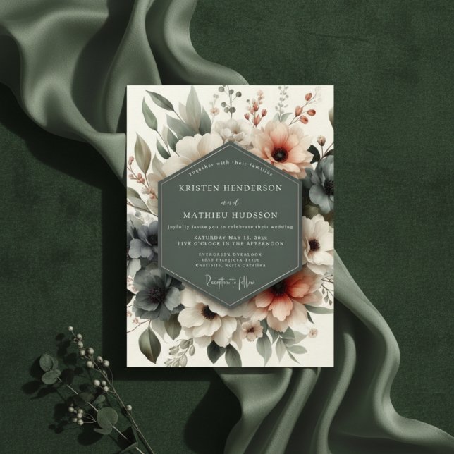 Convite Dusty Rose Floral Romantic Wedding (Criador carregado)