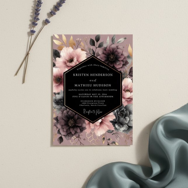 Convite Dusty Rose Floral Wedding (Criador carregado)