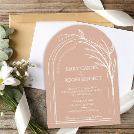 Convite Dusty Rose Minimalist Arch Botanical Wedding