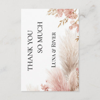 Convite Dusty rose pampas grass thank you card