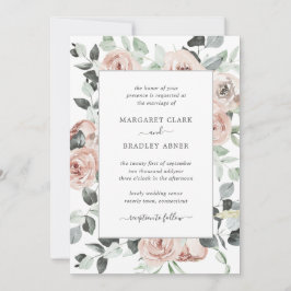 Convite Dusty Rose Pink Floral Elegant Wedding