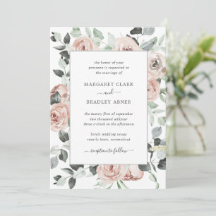 Convite Dusty Rose Pink Floral Elegant Wedding