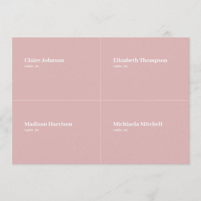 Convite Dusty Rose Place Card DIY (Frente)