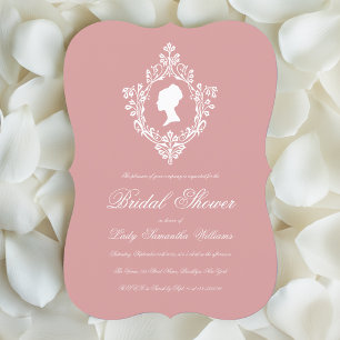 Convite Dusty Rose Vintage Crest Regency Chá de Noiva  