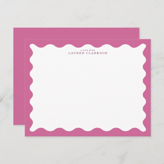 Convite Dusty Rose Wavy Frame Note Card (Frente/Verso)