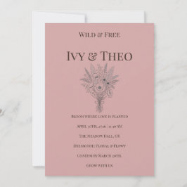 Convite Dusty Rose Wedding Invitation Wildflower Boho