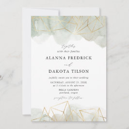 Convite Dusty Sage Green Watercolor Casamento Geométrico D