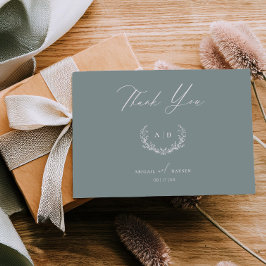 Convite Dusty Sage Wedding Day Thank you Flat Note Card