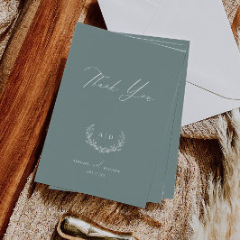 Convite Dusty Sage Wedding Day Thank you Flat Note Card