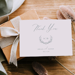 Convite Dusty Sage Wedding Day Thank you Flat Note Card