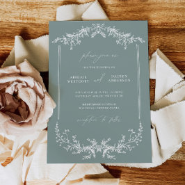 Convite Dusty Sage Wedding Invitation Announcement Card