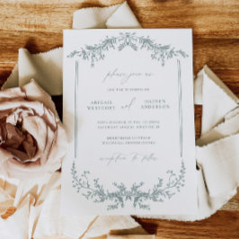 Convite Dusty Sage Wedding Invitation Announcement Card