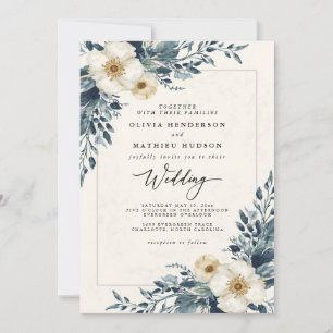 Convite Dusty Teal Botanical Whimsy Wedding