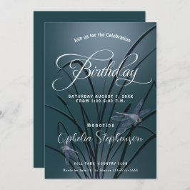 Convite Dusty Teal Dragonfly Birthday