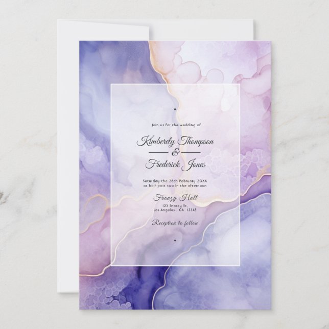 Convite Dusty Violet Agate Wedding (Frente)