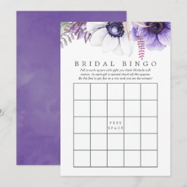 Convite Dusty Violet Watercolor Floral Chá de panela Bingo