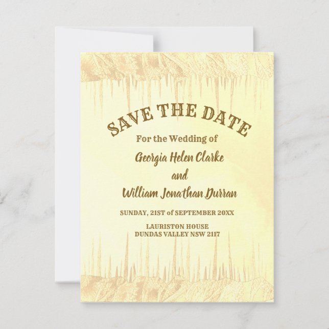 Convite Dusty Yellow Goldish Icicle Wedle Salvar A Data (Frente)