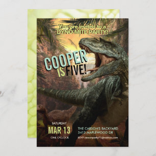Convite DynoMite T-Rex  Aniversário do Dinossauro