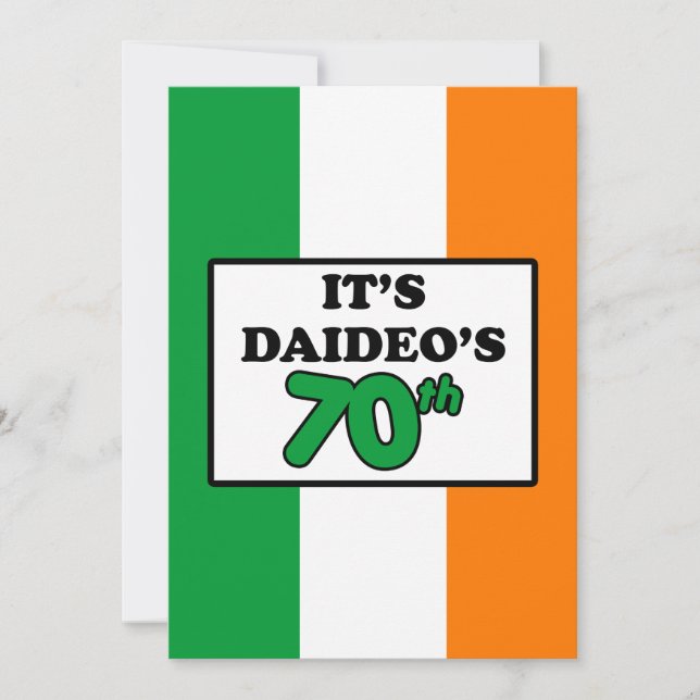 Convite É a 70 de Aniversário do Daideo Irish Flag Invite (Frente)