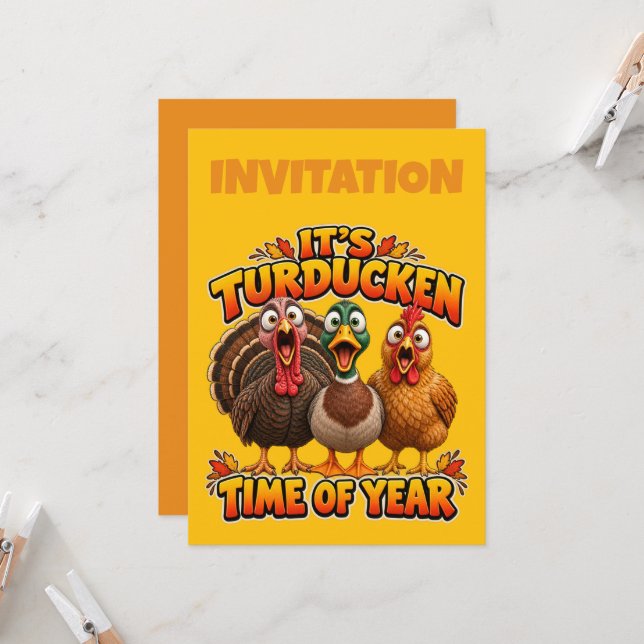 Convite É a época do Turducken. (Frente/Verso In Situ)