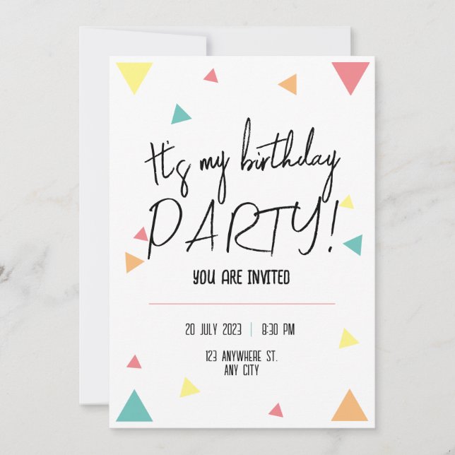 Convite É a minha festa de aniversário! personalizada (Frente)