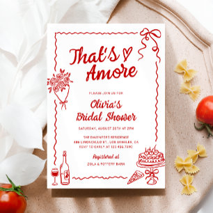 Convite É Amore Hand Drawn Chá de panela Italiano