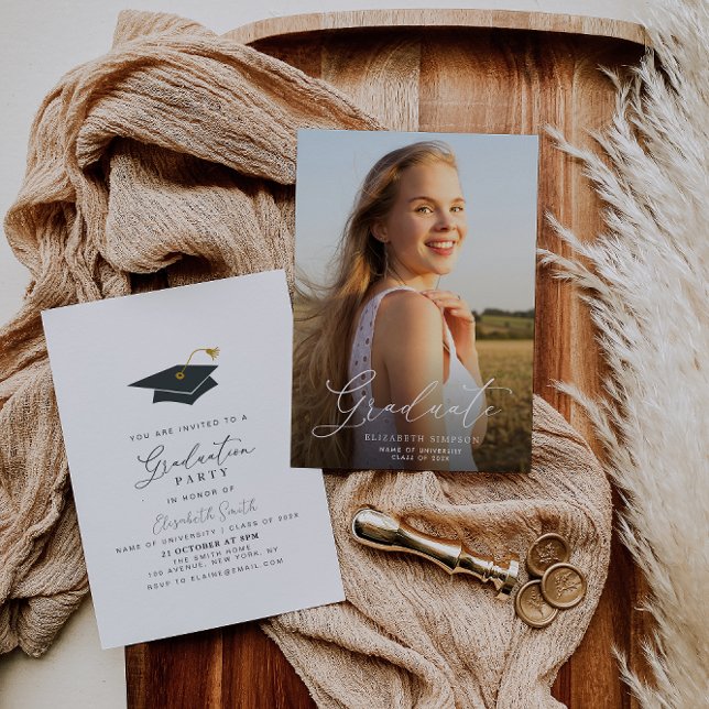 convite e anúncio de formando de script branco (Criador carregado)