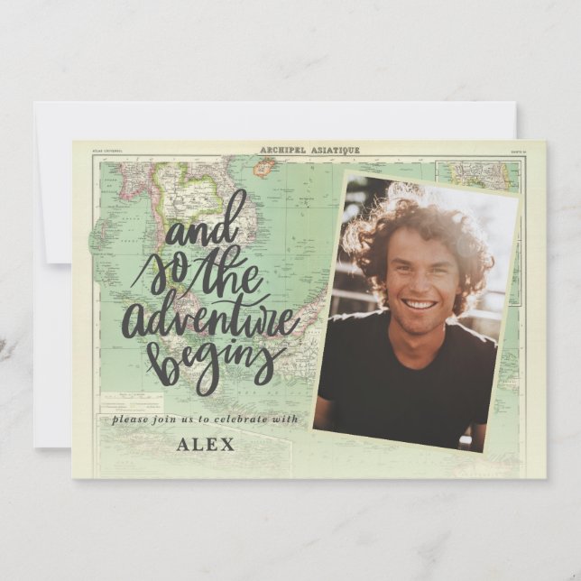 Convite E assim a aventura começa a graduação de fotos (Frente)