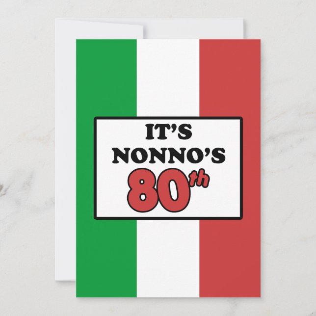 Convite É bandeira italiana do aniversário do 80 de Nonno (Frente)