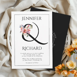 Convite E comercial com ramo de rododendro e casamento QR