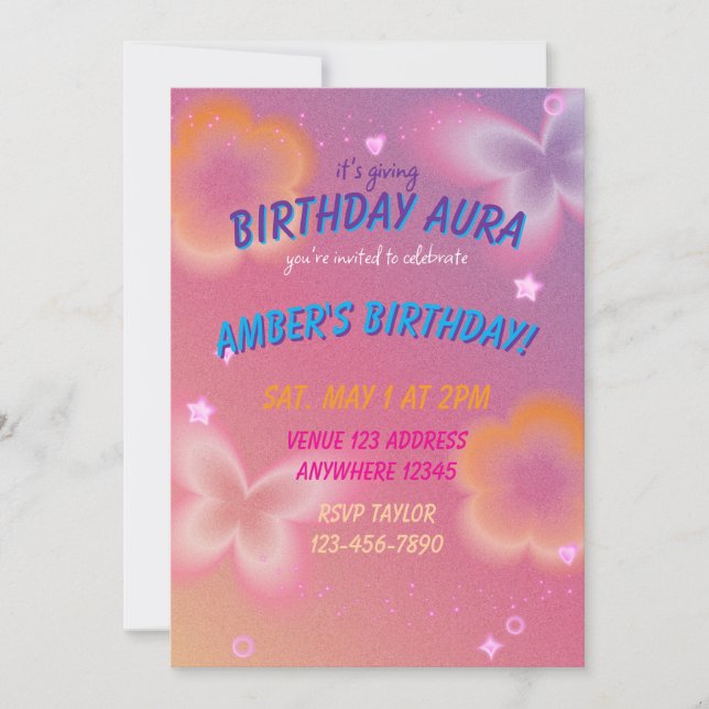 Convite É dando aura de aniversário (Frente)