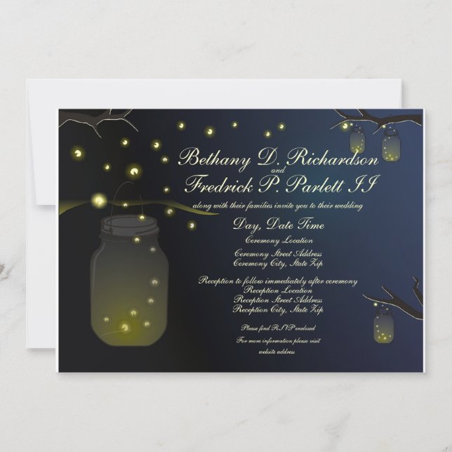 Convite e detalhes para casamento entre Mason Jar  (Frente)
