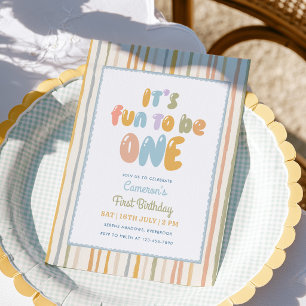 Convite É Divertido Ser Uma Faixa Pastel no 1º Aniversário