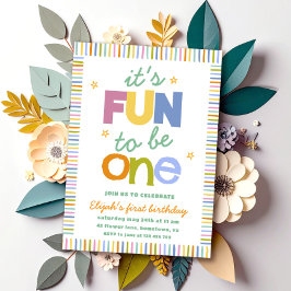 Convite É Divertido Ser Uma Festa de Aniversário Colorida