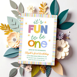 Convite É Divertido Ser Uma Festa de Aniversário Colorida