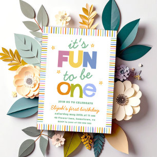 Convite É Divertido Ser Uma Festa de Aniversário Colorida