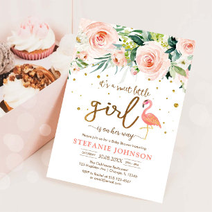 Convite É Doce Menina Flamingo Baby Shower 