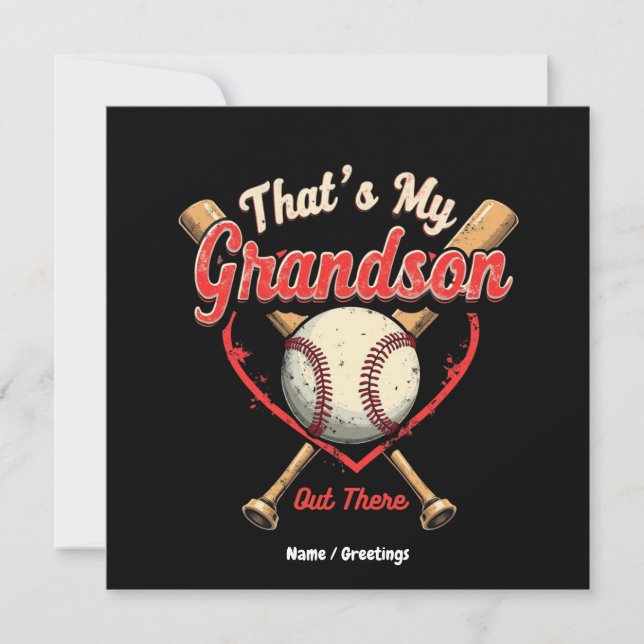 Convite É Engraçado Meu Avô Lá Fora Beisebol Vovó (Frente)