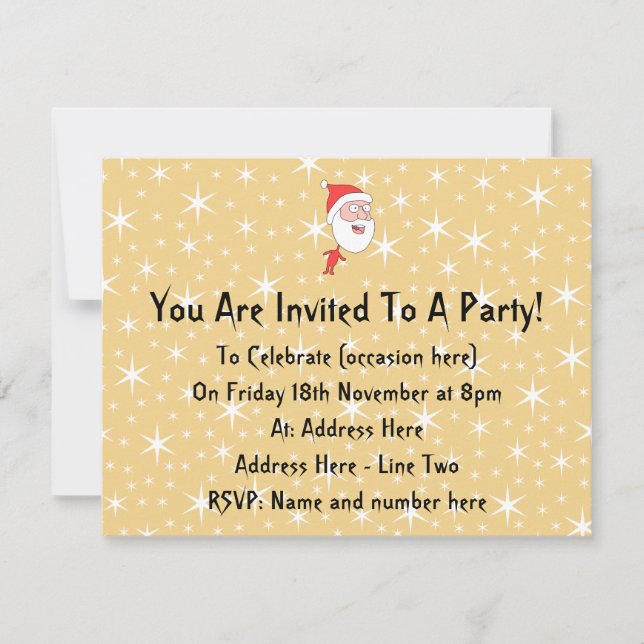 Convite É engraçado o Papai Noel, no Dourado padrão das es (Frente)