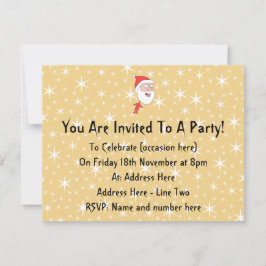 Convite É engraçado o Papai Noel, no Dourado padrão das es