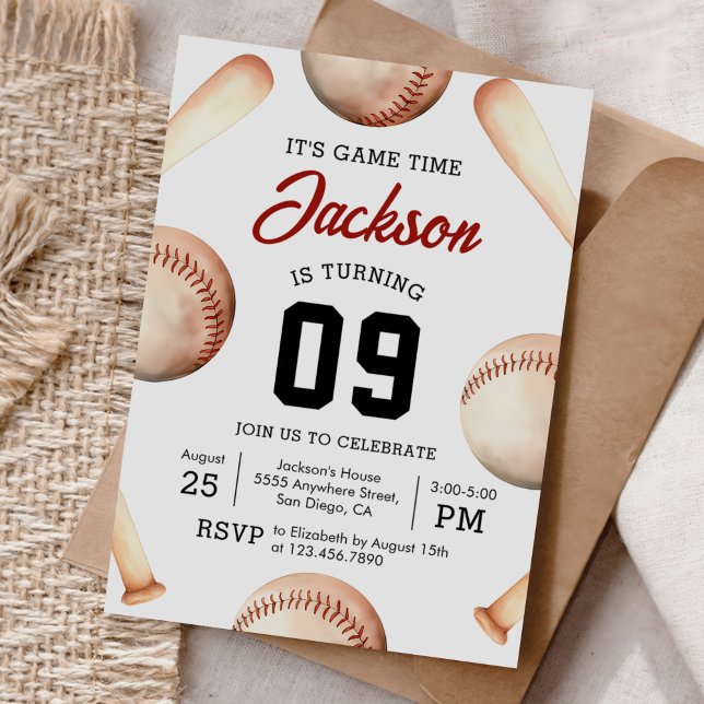 Convite É Festa de aniversário de baseball no jogo (Criador carregado)